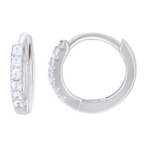 925 Sterling Silver Womens Cubic-Zirconia Single Row Endless Hoop Earrings